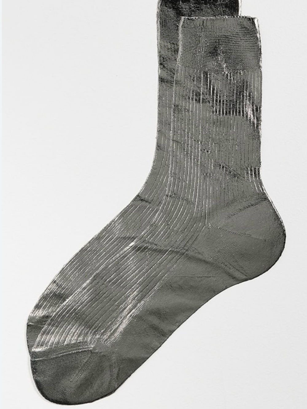 Metallic Gray Crew Socks